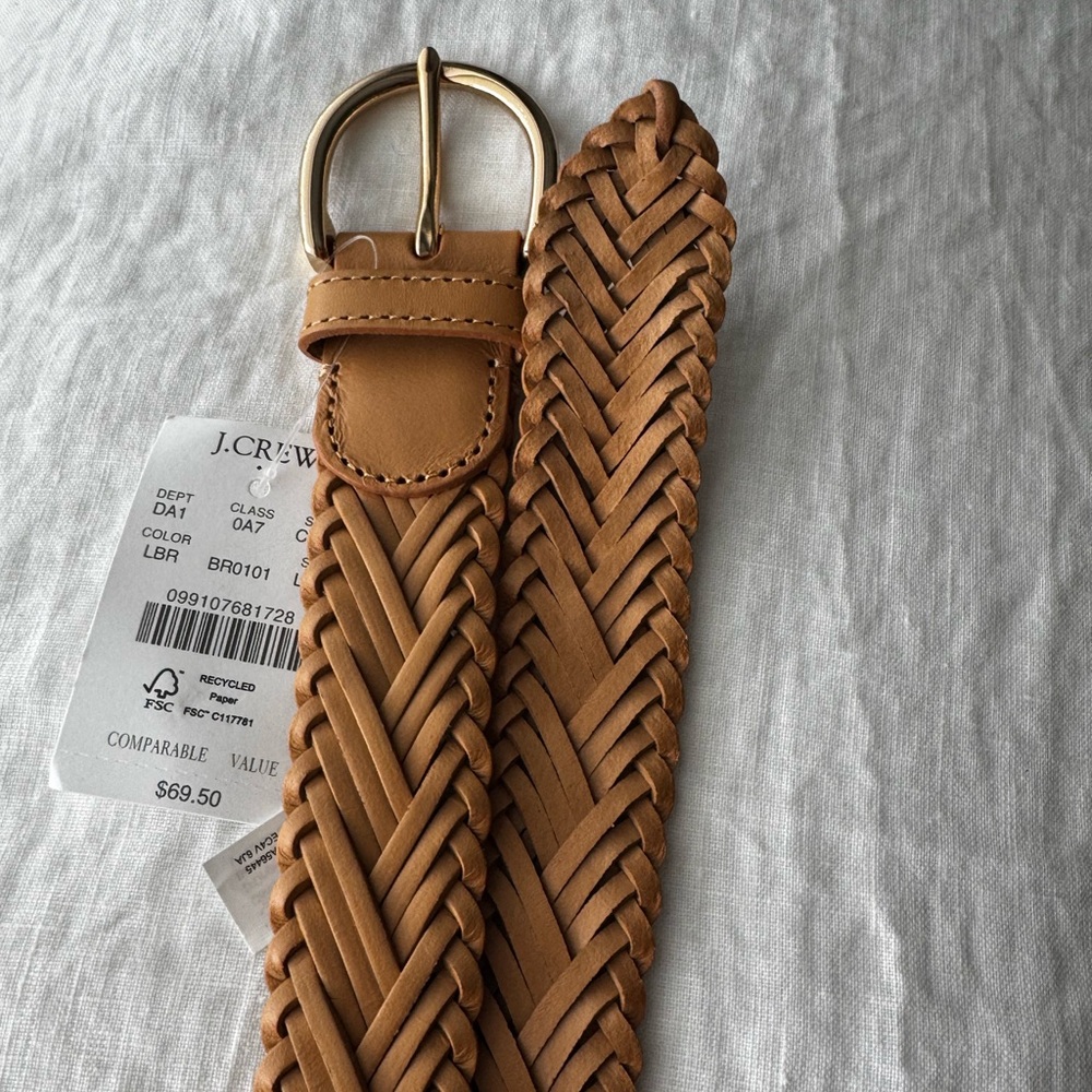 J. Crew Skinny Braided Leather Belt NWT L/XL